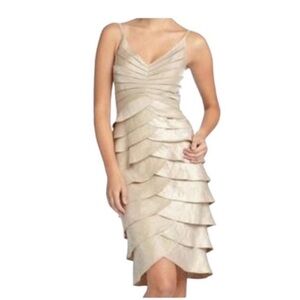 Adrianna Papell occasions tiered ruffle champagne dress 12